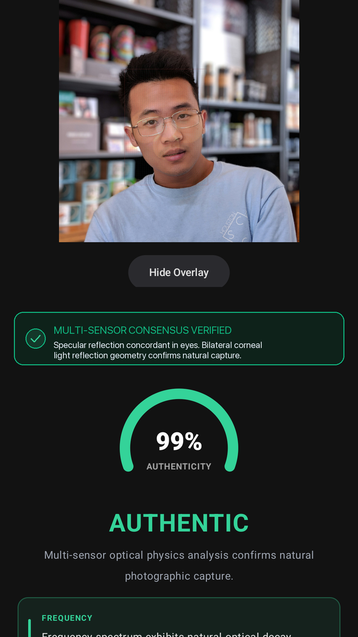 EktaCore Mobile App UI - Authentic Scan Result